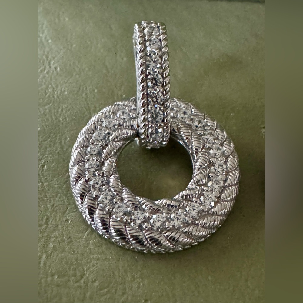 Judith Ripka Sterling Silver Textured Circle Pendant - Picture 5 of 10